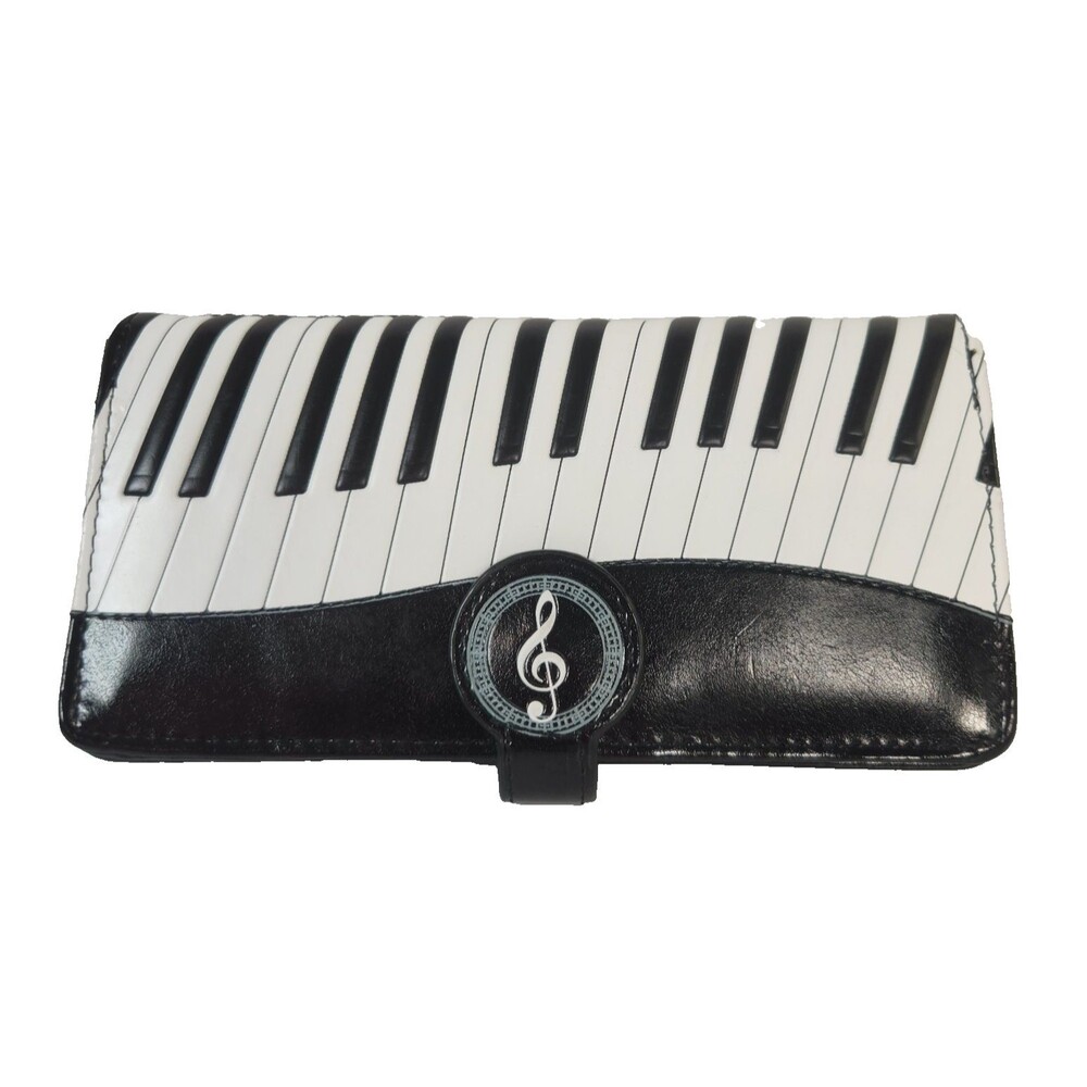 Shag Wear Women's Large Faux Leather Clutch Wallet Piano Keys Music Teacher